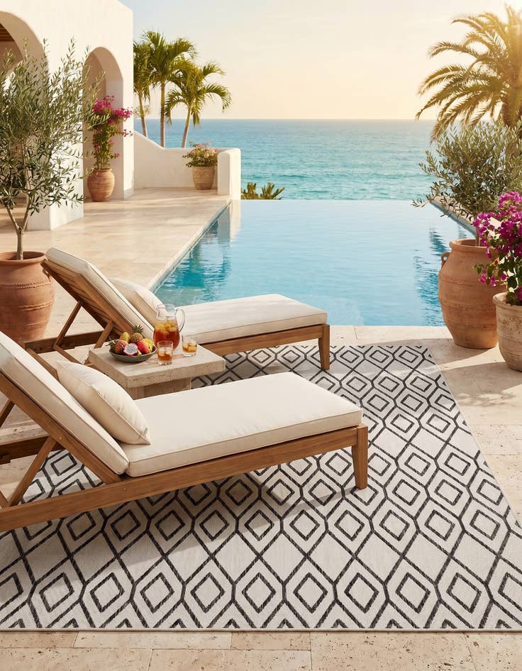 Detail image of 7' 10 x 10' Easy-Clean Jill Zarin Turks and Caicos Indoor / Outdoor Rug