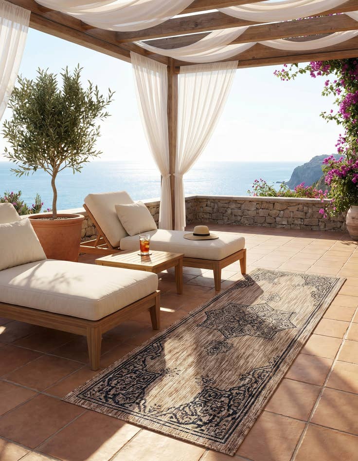 Detail image of 2' x 6' Easy-Clean Traditional Indoor / Outdoor Runner Rug