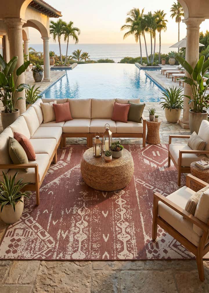 13' x 13' Easy-Clean Bohemian Indoor / Outdoor Square Rug
