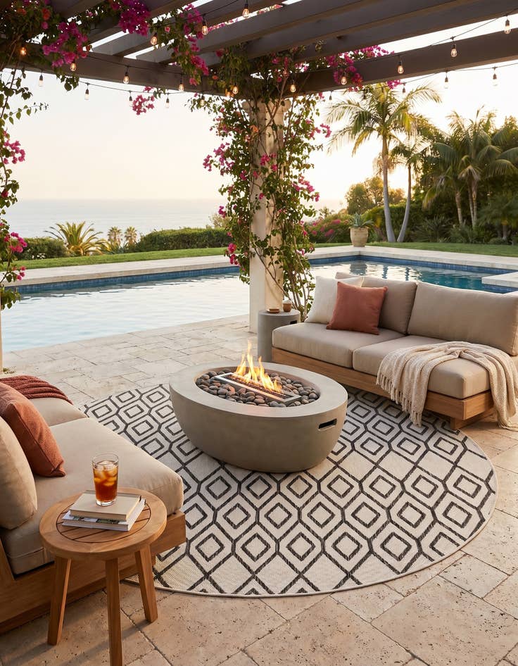 Detail image of 6' 7 x 6' 7 Easy-Clean Jill Zarin Turks and Caicos Indoor / Outdoor Round Rug