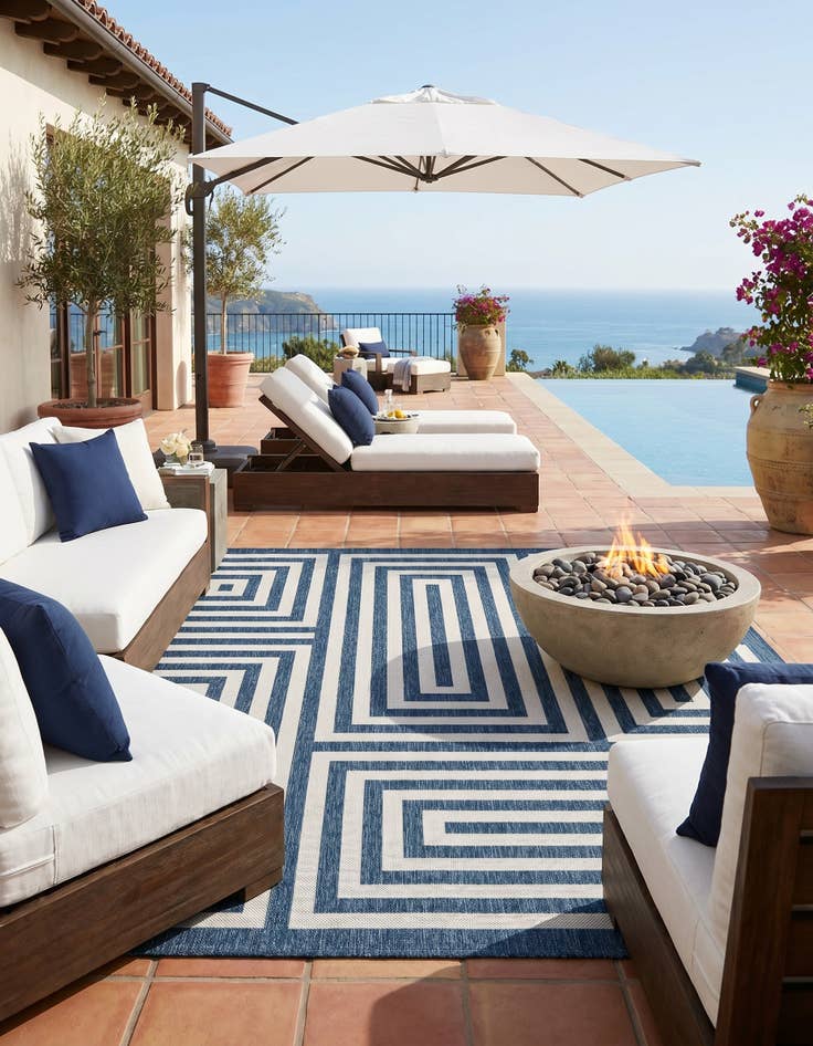 Detail image of 13' x 13' Easy-Clean Modern Indoor / Outdoor Square Rug