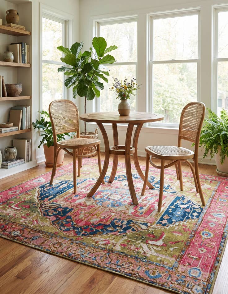 Detail image of 6' x 6' Easy-Clean Traditional Indoor / Outdoor Square Rug