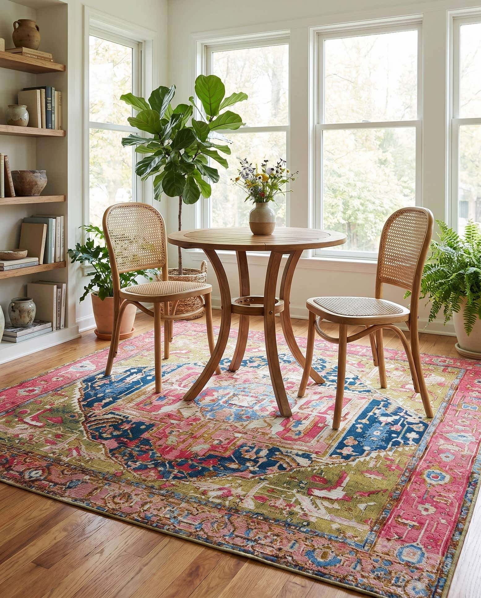 6' x 6' Easy-Clean Traditional Indoor / Outdoor Square Rug