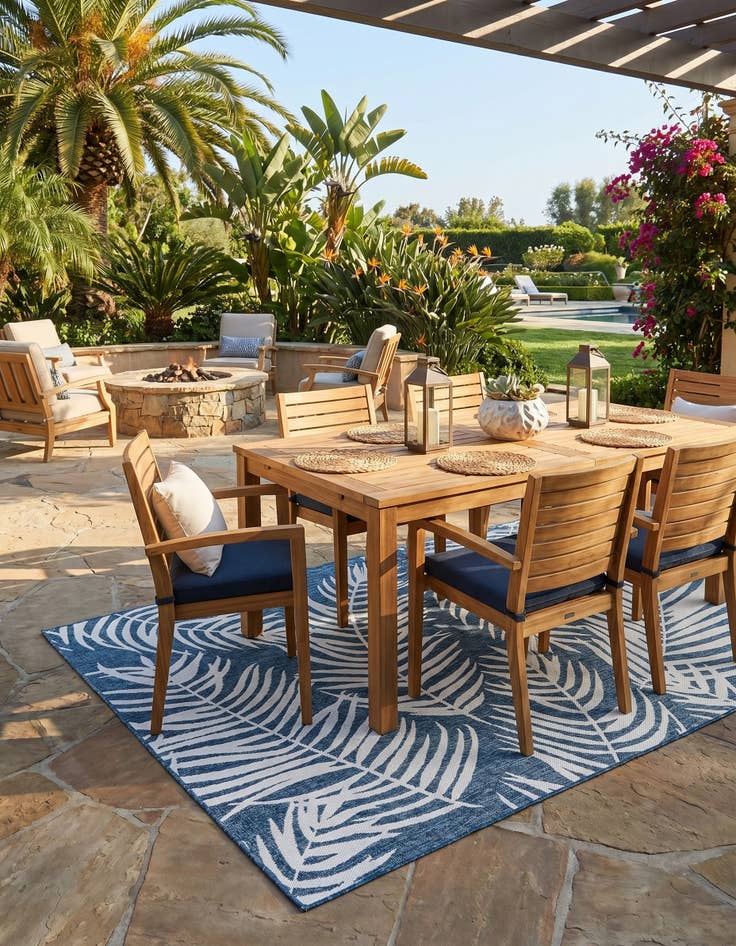 Detail image of 7' 10 x 11' Easy-Clean Botanical Indoor / Outdoor Rug