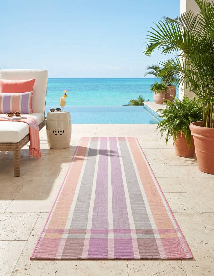 Detail image of 2' x 6' Easy-Clean Striped Indoor / Outdoor Runner Rug