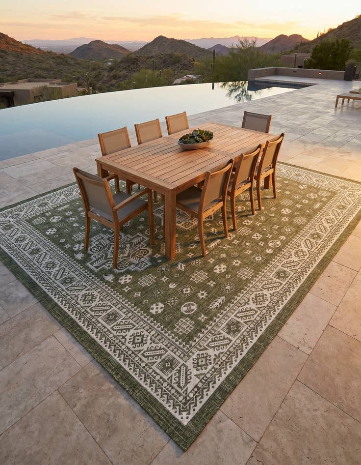 Detail image of 13' x 13' Easy-Clean Aztec Indoor / Outdoor Square Rug