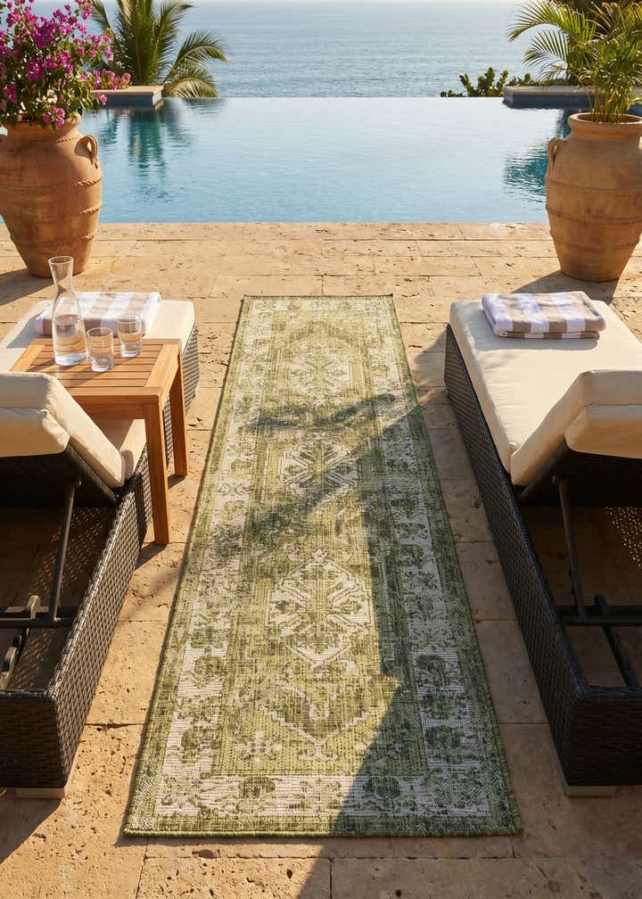 2' x 8' Easy-Clean Traditional Indoor / Outdoor Runner Rug