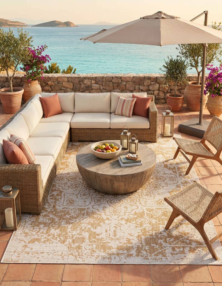 Detail image of 7' 10 x 10' Easy-Clean Jill Zarin Dubai Indoor / Outdoor Rug