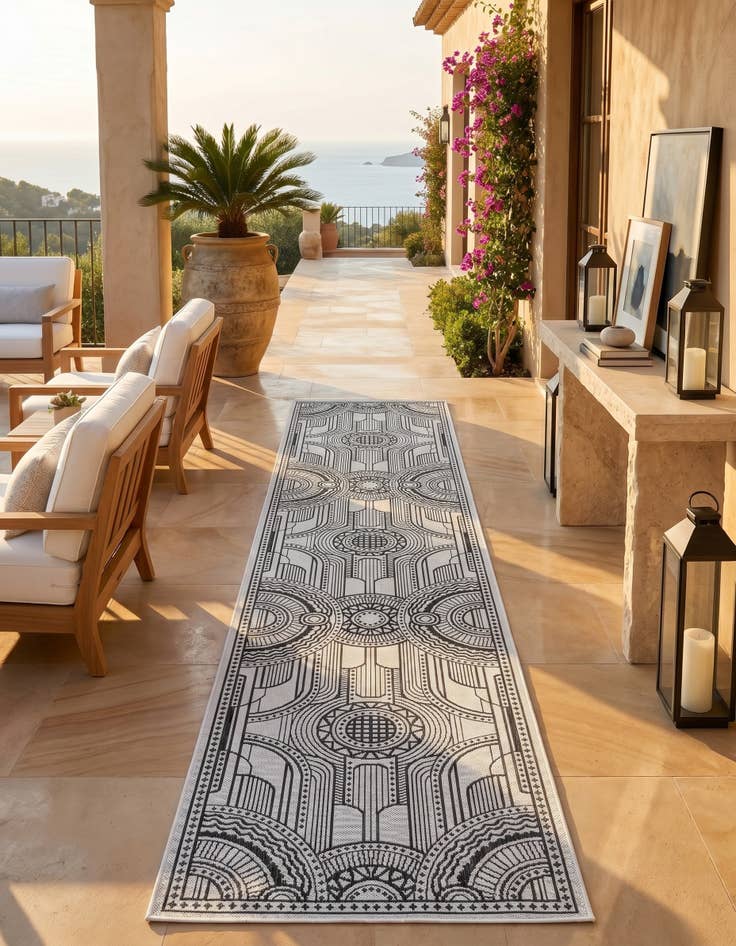 Detail image of 2' 7 x 12' Easy-Clean Traditional Indoor / Outdoor Runner Rug