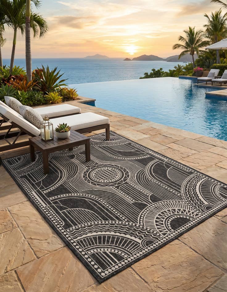 Detail image of 7' 10 x 10' Easy-Clean Traditional Indoor / Outdoor Rug