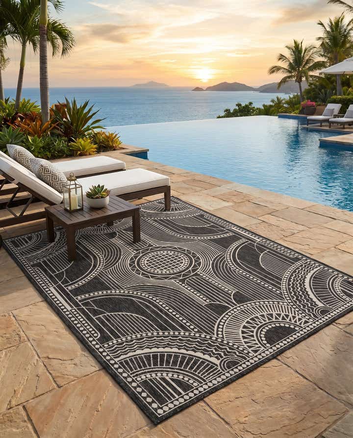 7' 10 x 10' Easy-Clean Traditional Indoor / Outdoor Rug