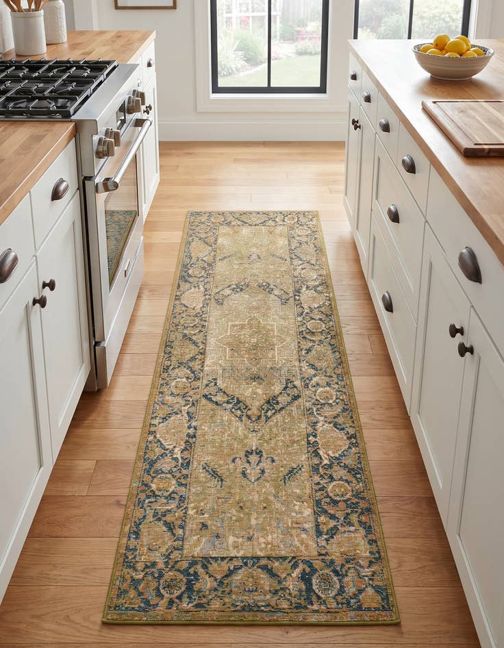 Detail image of 2' x 6' Easy-Clean Traditional Indoor / Outdoor Runner Rug