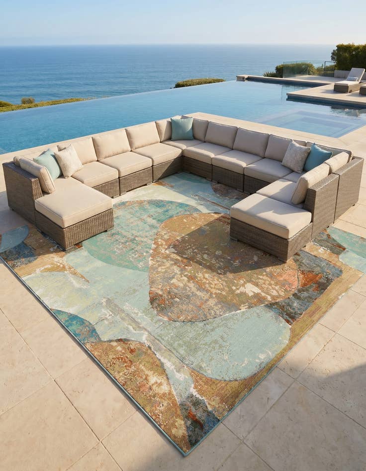 Detail image of 10' x 10' Easy-Clean Modern Indoor / Outdoor Square Rug