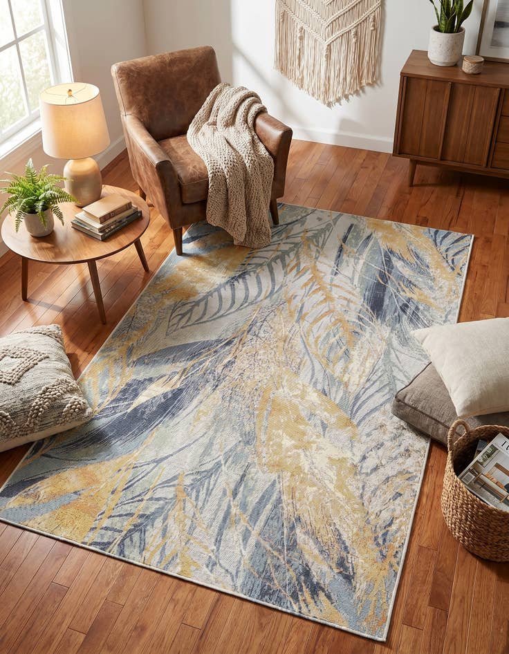 Detail image of 4' x 6' Easy-Clean Botanical Indoor / Outdoor Rug