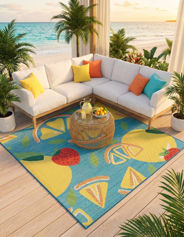 Detail image of 7' 10 x 7' 10 Easy-Clean Baja Indoor / Outdoor Square Rug