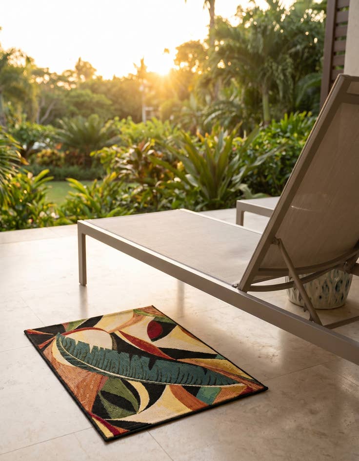 Detail image of 2' x 3' Easy-Clean Botanical Indoor / Outdoor Rug