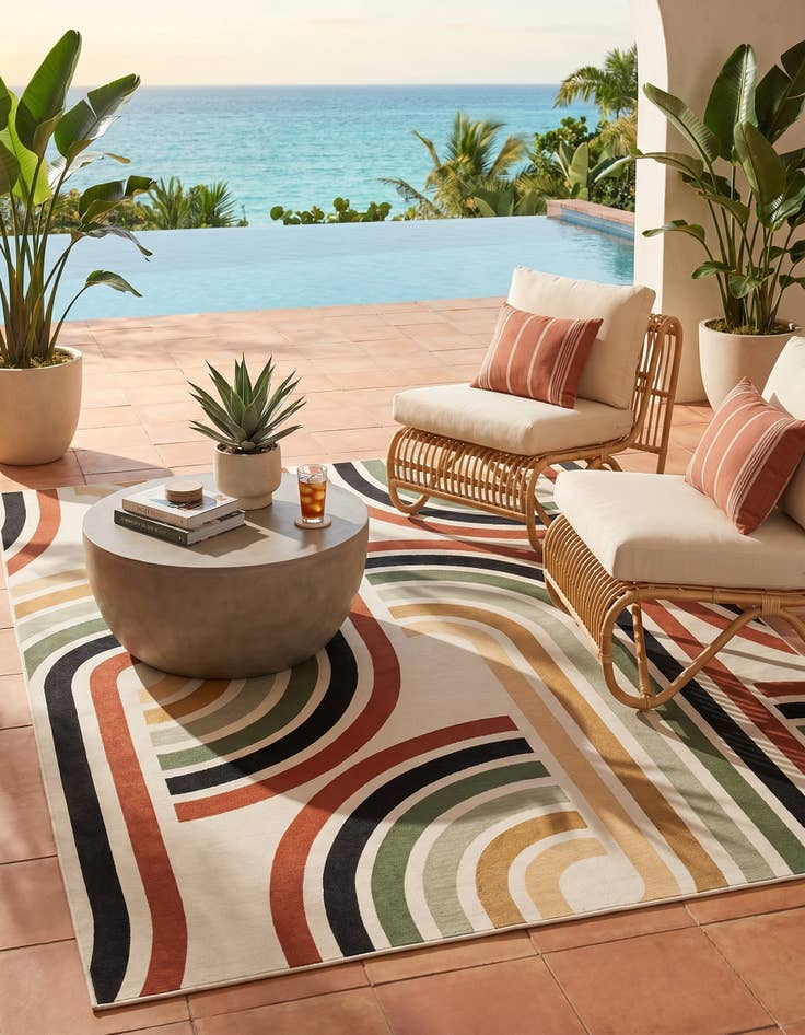 Detail image of 9' x 12' Easy-Clean Modern Indoor / Outdoor Rug