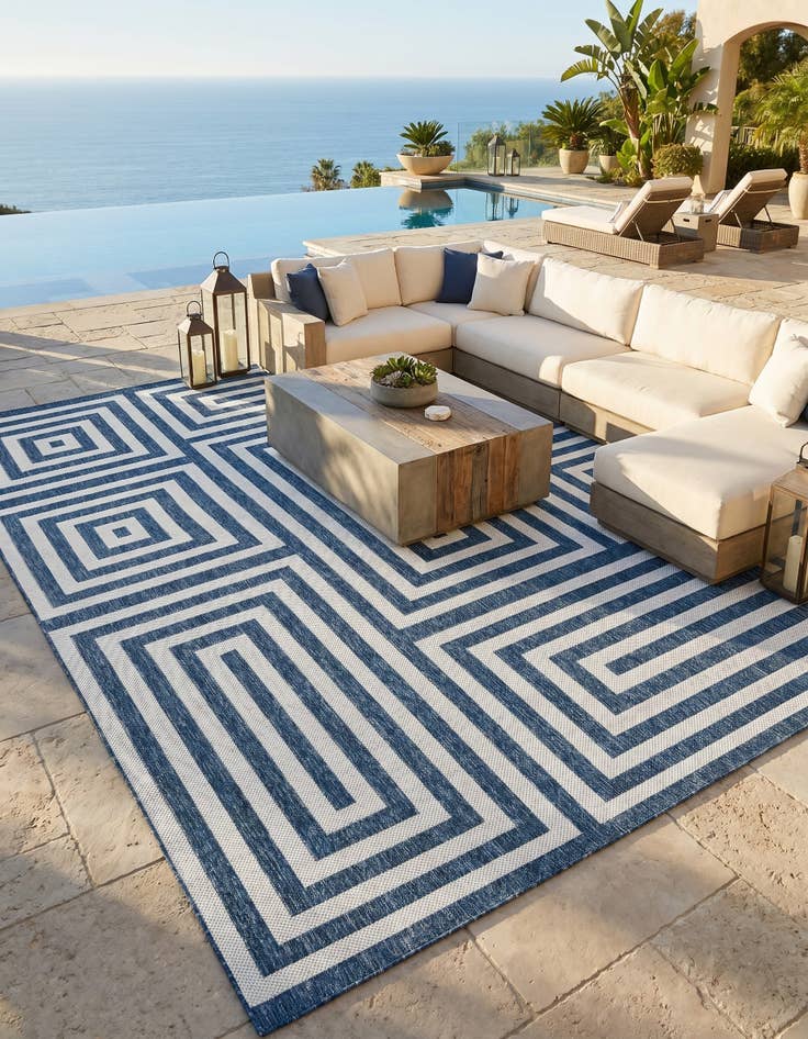 Detail image of 9' x 12' Easy-Clean Modern Indoor / Outdoor Rug