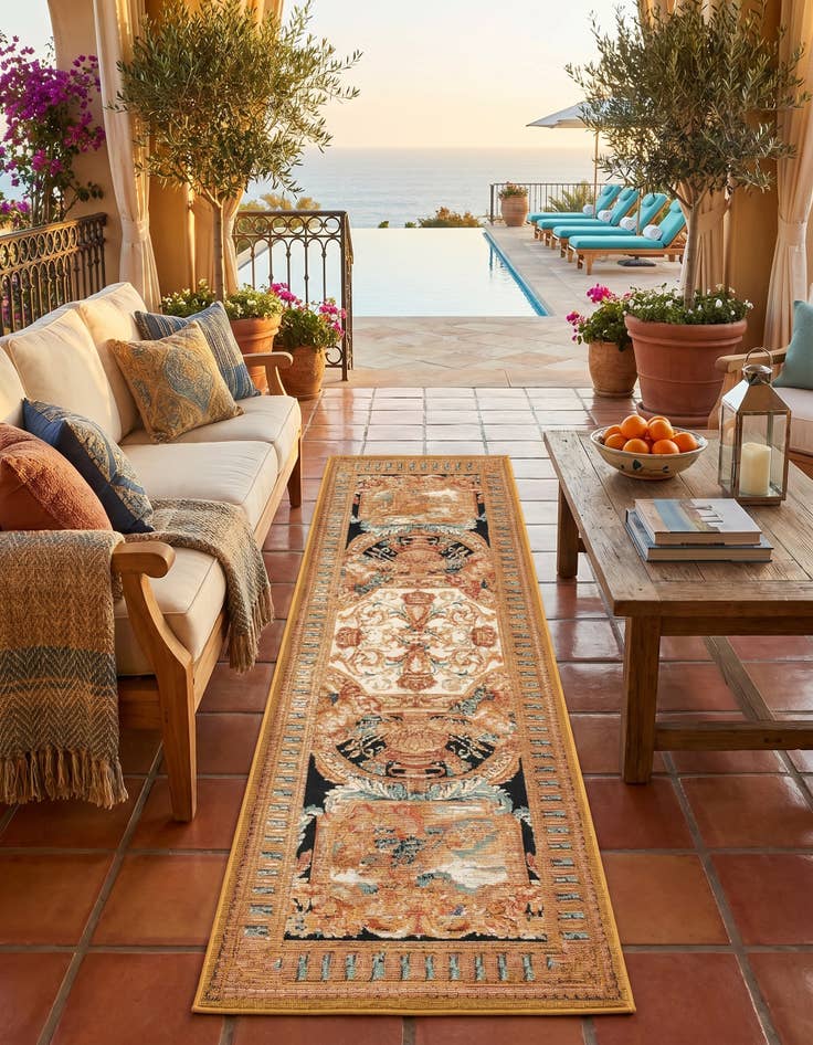 Detail image of 2' x 6' Easy-Clean Traditional Indoor / Outdoor Runner Rug