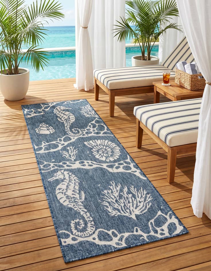 Detail image of 2' x 5' 3 Easy-Clean Coastal Indoor / Outdoor Runner Rug