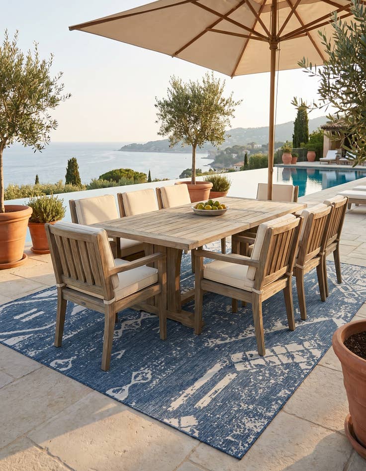 Detail image of 7' 10 x 10' Easy-Clean Bohemian Indoor / Outdoor Rug