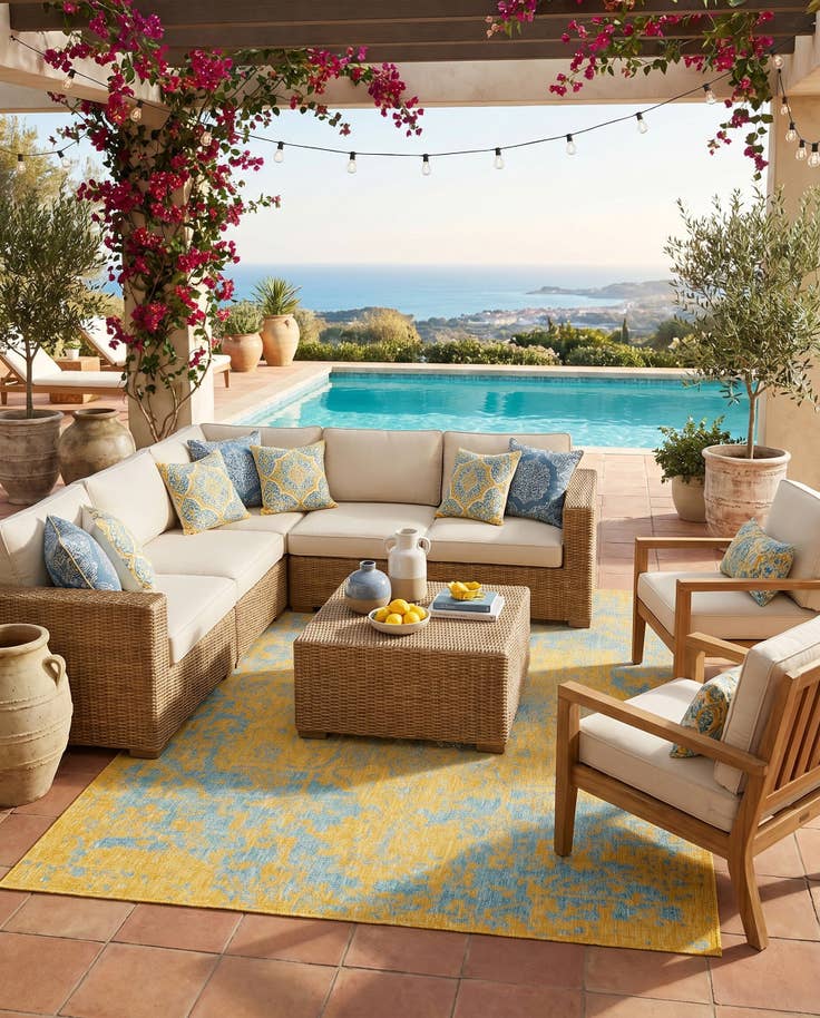 Detail image of 7' 10 x 10' Easy-Clean Jill Zarin Dubai Indoor / Outdoor Rug