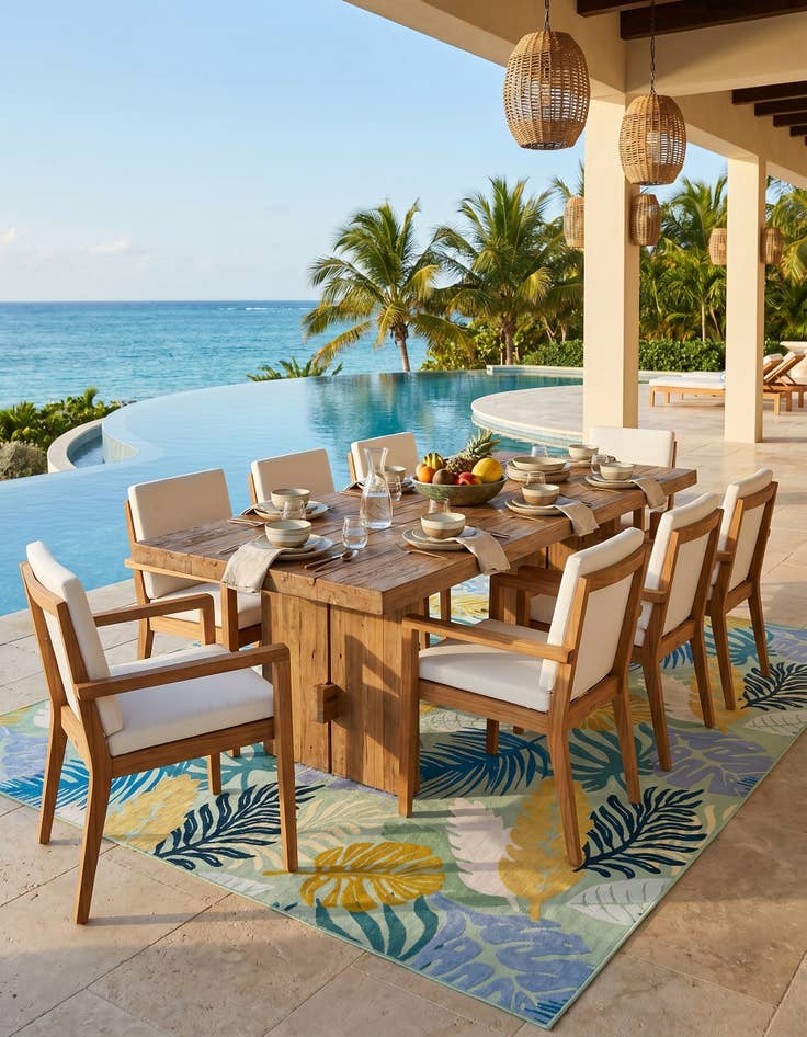 Detail image of 7' 10 x 10' Easy-Clean Botanical Indoor / Outdoor Rug