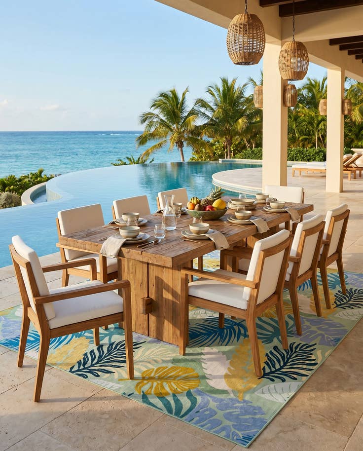 Detail image of 7' 10 x 10' Easy-Clean Botanical Indoor / Outdoor Rug