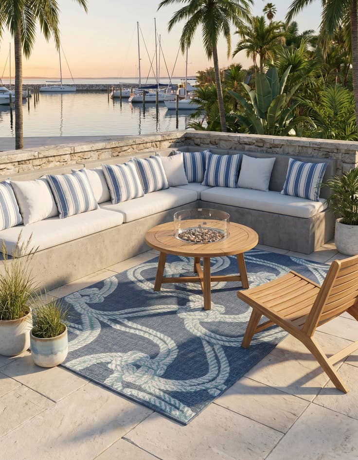 Detail image of 5' 3 x 8' Easy-Clean Coastal Indoor / Outdoor Rug
