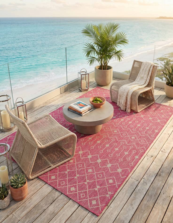 Detail image of 5' 3 x 8' Easy-Clean Lattice Indoor / Outdoor Rug