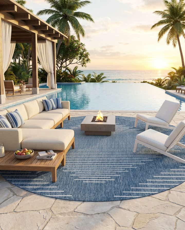 13' x 13' Easy-Clean Modern Indoor / Outdoor Round Rug