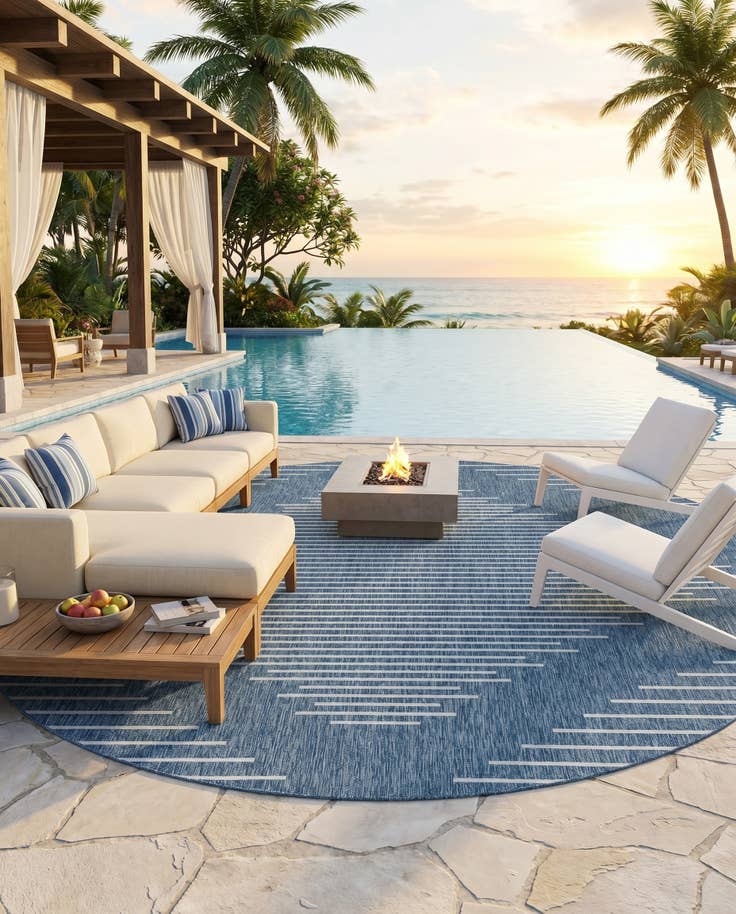 Detail image of 13' x 13' Easy-Clean Modern Indoor / Outdoor Round Rug