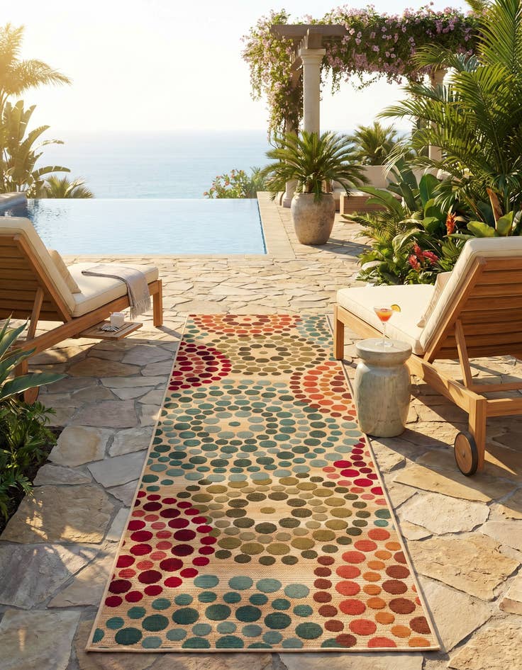 Detail image of 2' x 8' Easy-Clean Modern Indoor / Outdoor Runner Rug