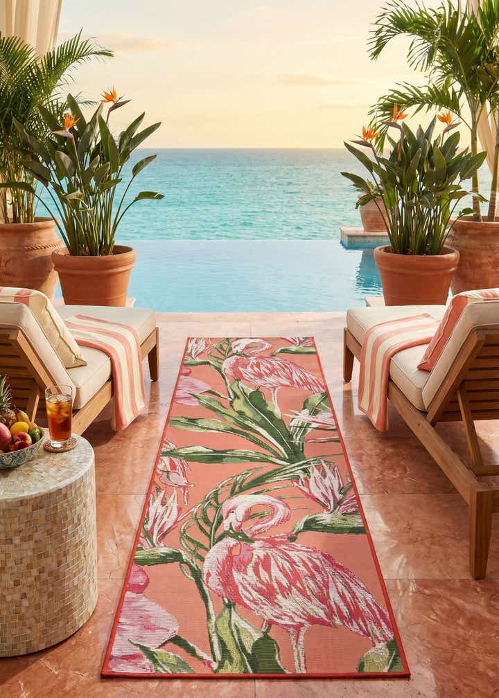 2' x 6' Easy-Clean Botanical Indoor / Outdoor Runner Rug