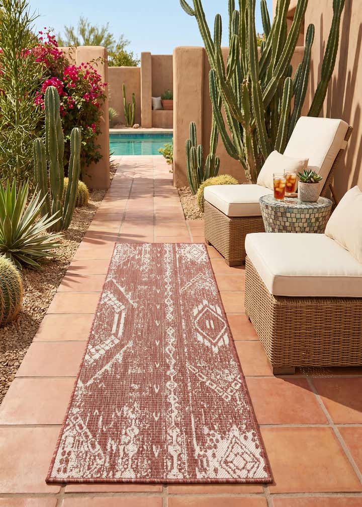 2' x 5' 3 Easy-Clean Bohemian Indoor / Outdoor Runner Rug