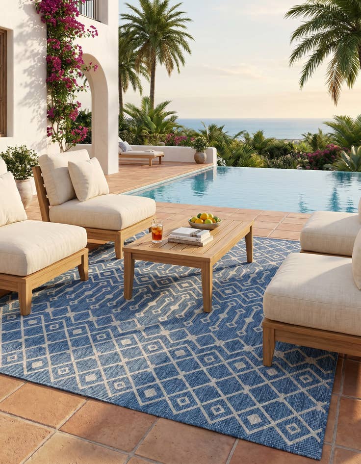 Detail image of 7' 10 x 10' Easy-Clean Lattice Indoor / Outdoor Rug