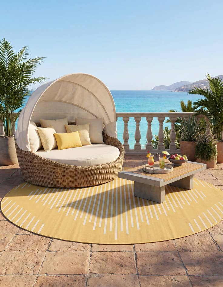 Detail image of 10' 8 x 10' 8 Easy-Clean Modern Indoor / Outdoor Round Rug