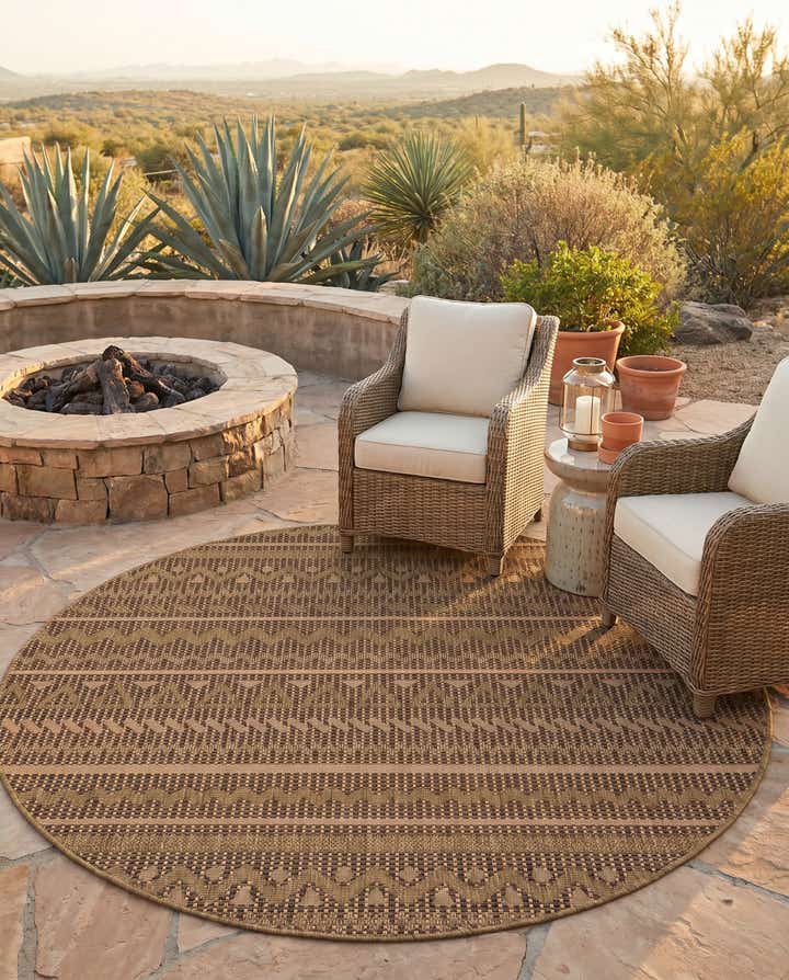 6' x 6' Easy-Clean Modern Indoor / Outdoor Round Rug