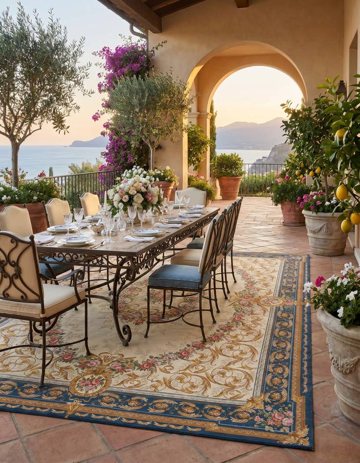 Detail image of 10' x 14' Easy-Clean Traditional Indoor / Outdoor Rug