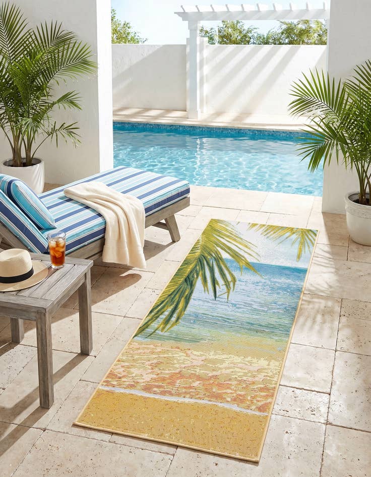 Detail image of 2' 7 x 5' 3 Easy-Clean Coastal Indoor / Outdoor Runner Rug