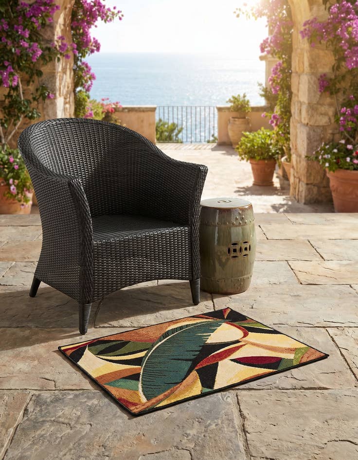 Detail image of 2' x 3' Easy-Clean Botanical Indoor / Outdoor Rug