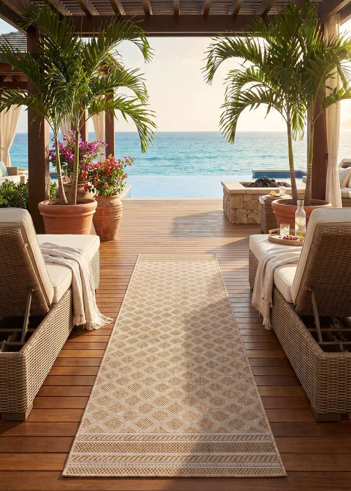 2' 7 x 12' Easy-Clean Trellis Indoor / Outdoor Runner Rug