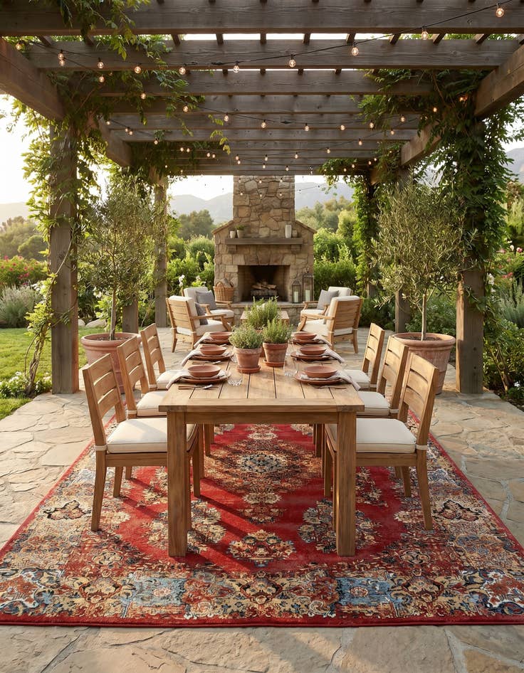 Detail image of 9' x 12' Easy-Clean Traditional Indoor / Outdoor Rug