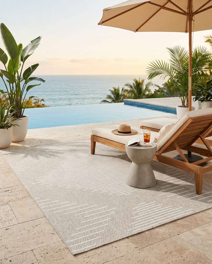 7' 10 x 11' Easy-Clean Modern Indoor / Outdoor Rug