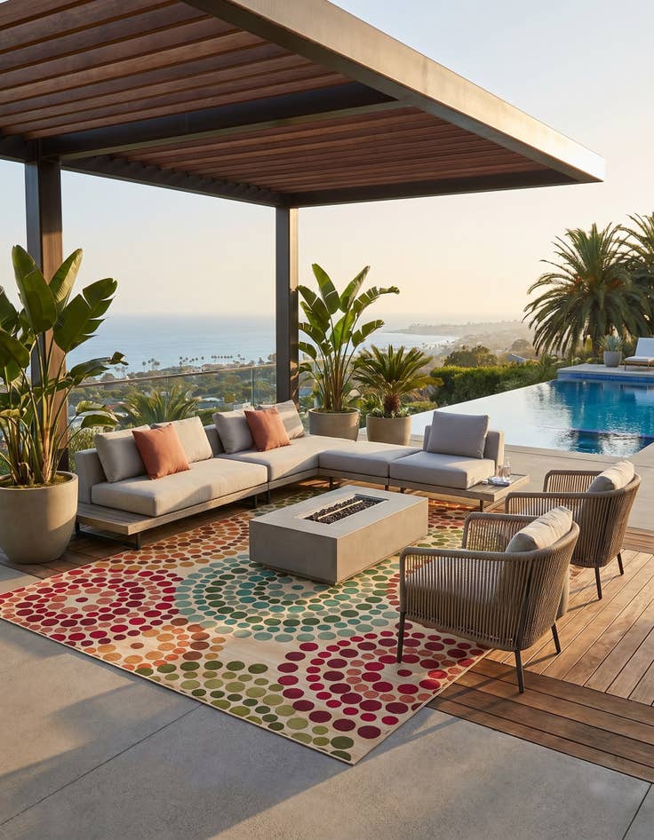 Detail image of 8' x 11' 4 Easy-Clean Modern Indoor / Outdoor Rug