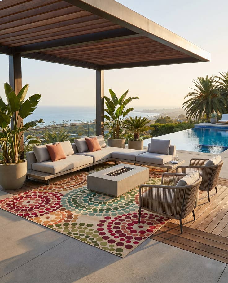 Detail image of 8' x 11' 4 Easy-Clean Modern Indoor / Outdoor Rug