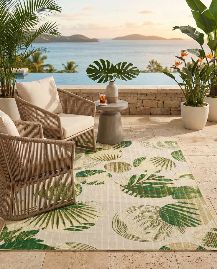 Detail image of 5' x 7' Easy-Clean Botanical Indoor / Outdoor Rug