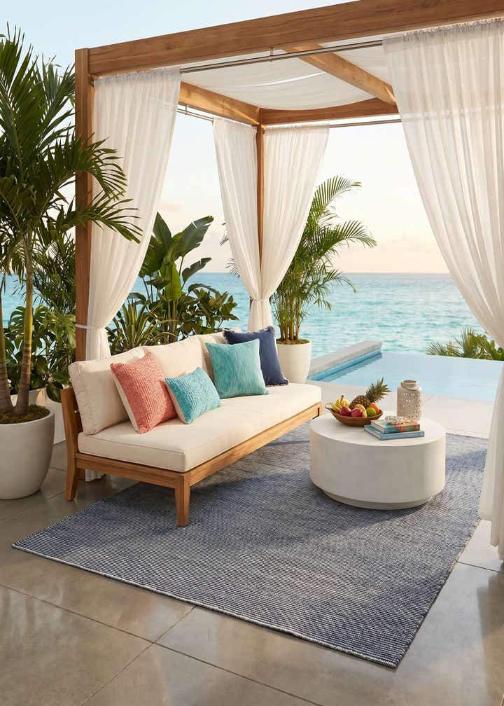 6' 1 x 9' Easy-Clean Jill Zarin Palm Springs Indoor / Outdoor Rug