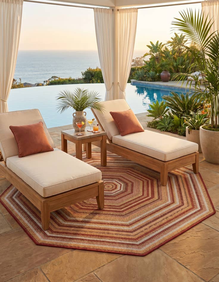 Detail image of 7' 10 x 7' 10 Easy-Clean Baja Indoor / Outdoor Octagon Rug