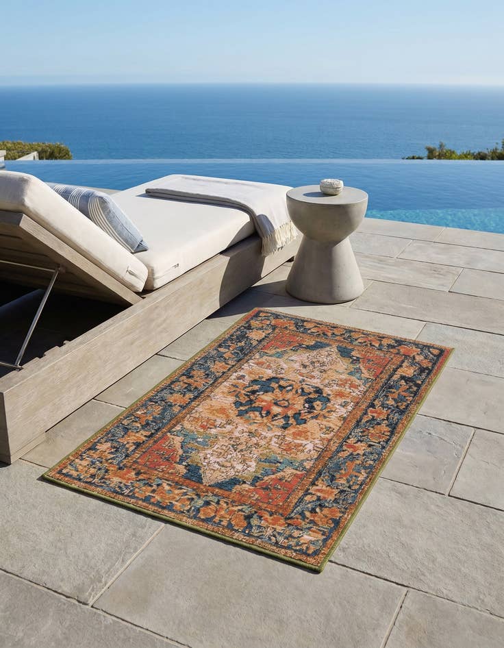 Detail image of 2' x 3' Easy-Clean Traditional Indoor / Outdoor Rug